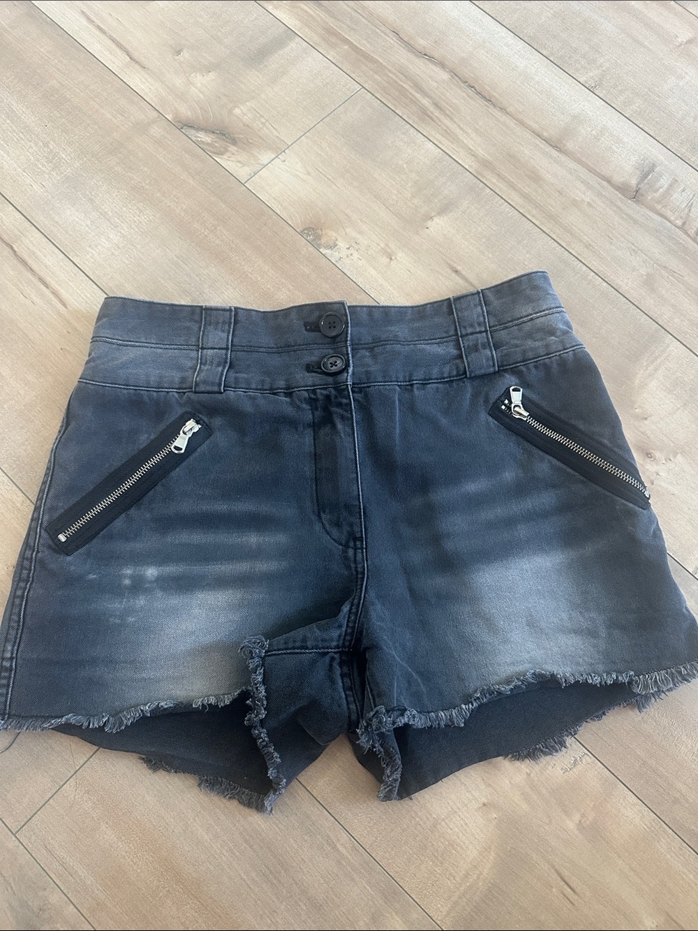 Sainart Grayson Moto Denim Short Blackwash Sz M